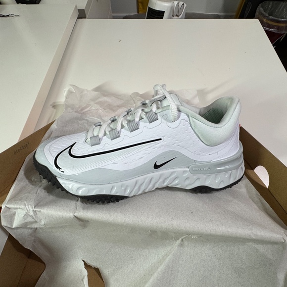 Nike Alpha Huarache Elite 4 TF Low Black White Platinum Women Size 7 Worn 2x - Picture 9 of 15